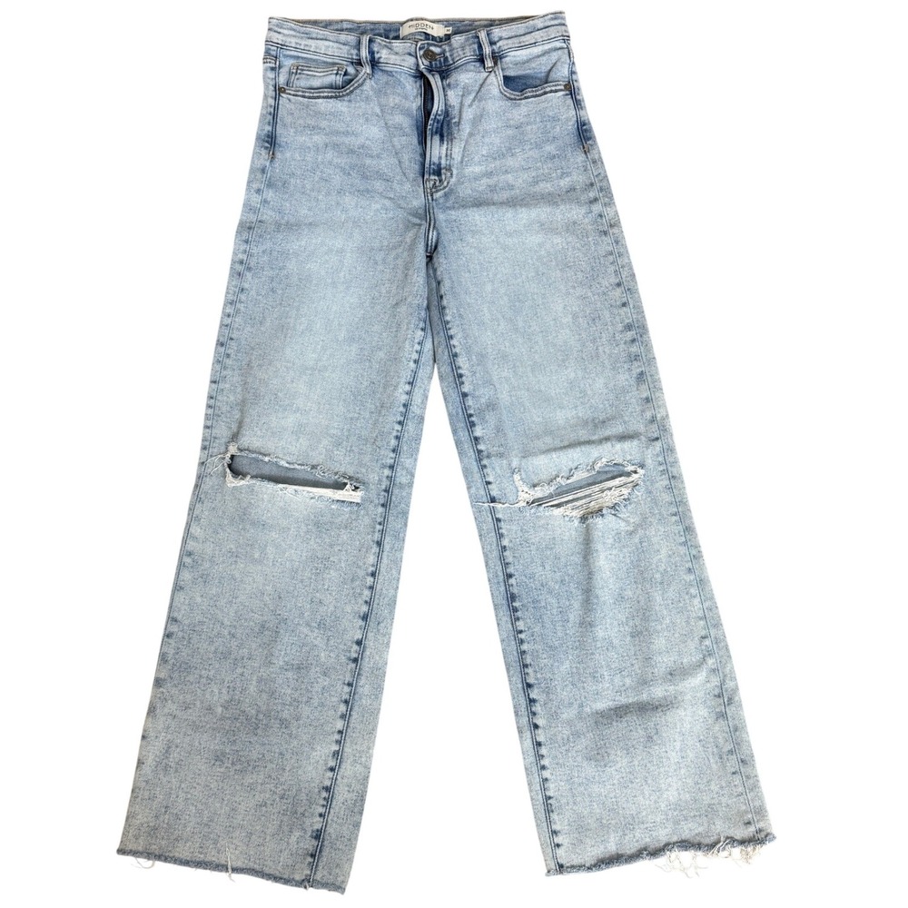 Hidden Jeans Womens 30 High Rise Distressed Wide Leg Raw Hem Acid Wash‎